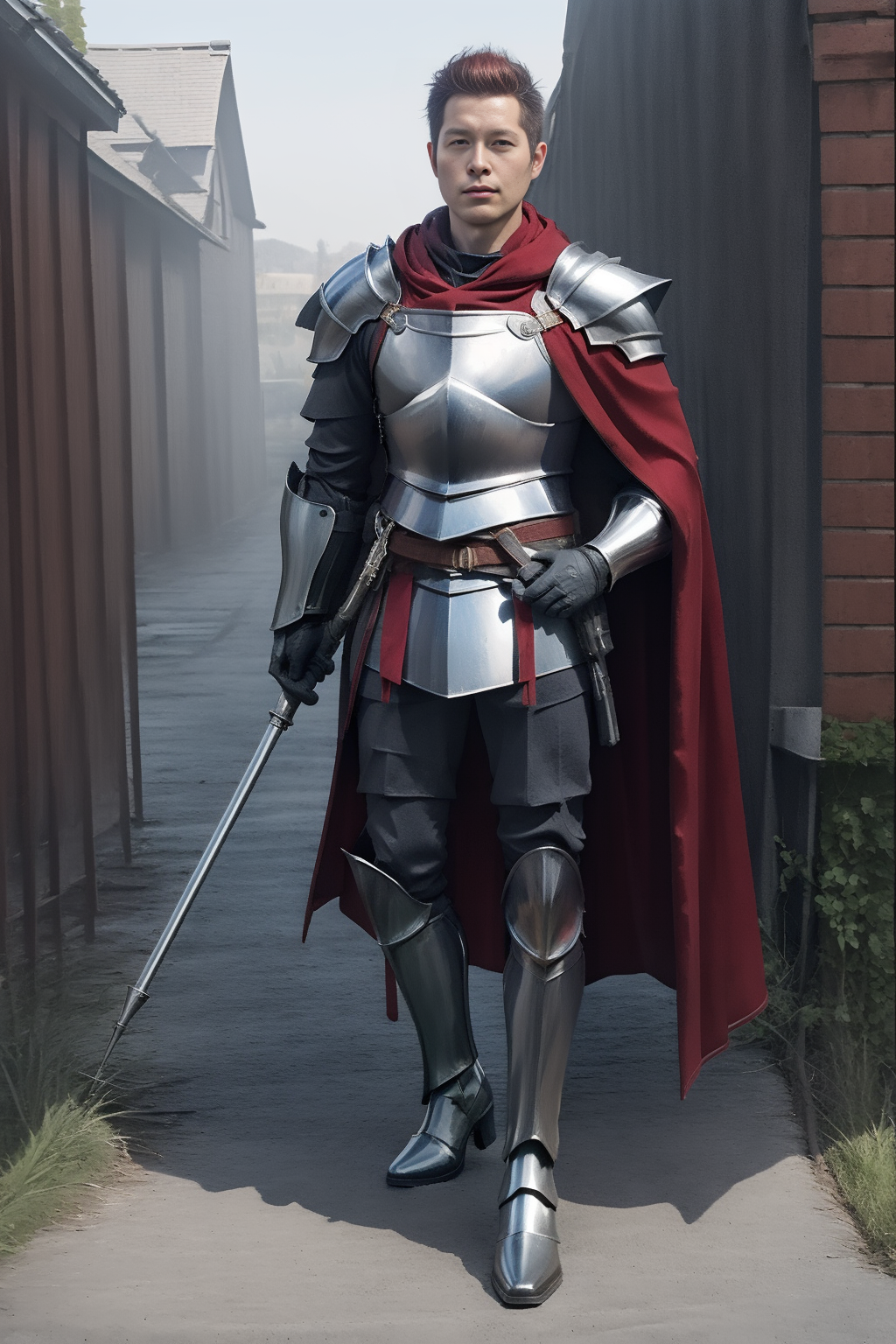 02623-970599738-1boy, red hair, (shiny_1.2) holding silvercarvingcd-(huge weapon),holding silvercarvingcd-(shield),  red cloak ,(shiny_1.2) silv.png